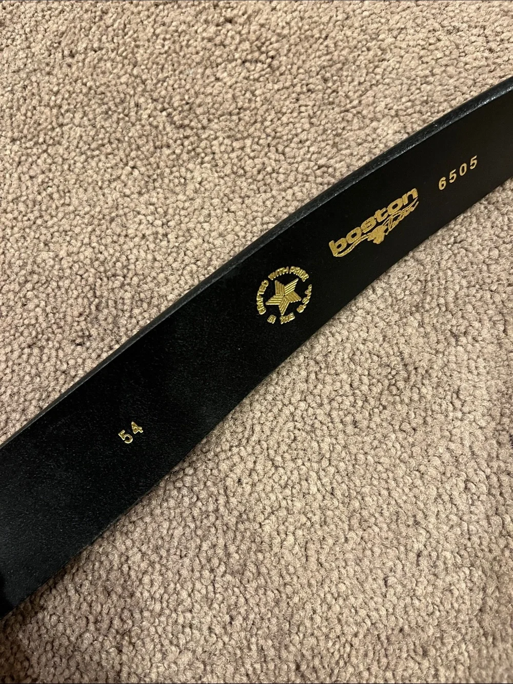 Boston Leather Men's Classic Black Belt with Silver Buckle size 54